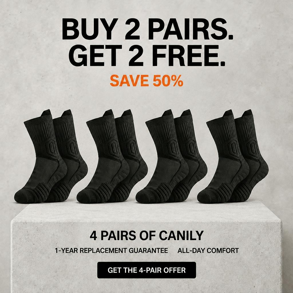 Buy 2 pairs, get 2 free — 4 pairs of Canily work socks
